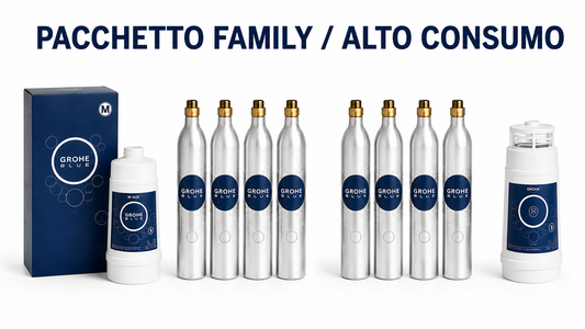 Pacchetto Family / Alto Consumo: Filtro M + 2 Kit CO2 + Kit Pulizia